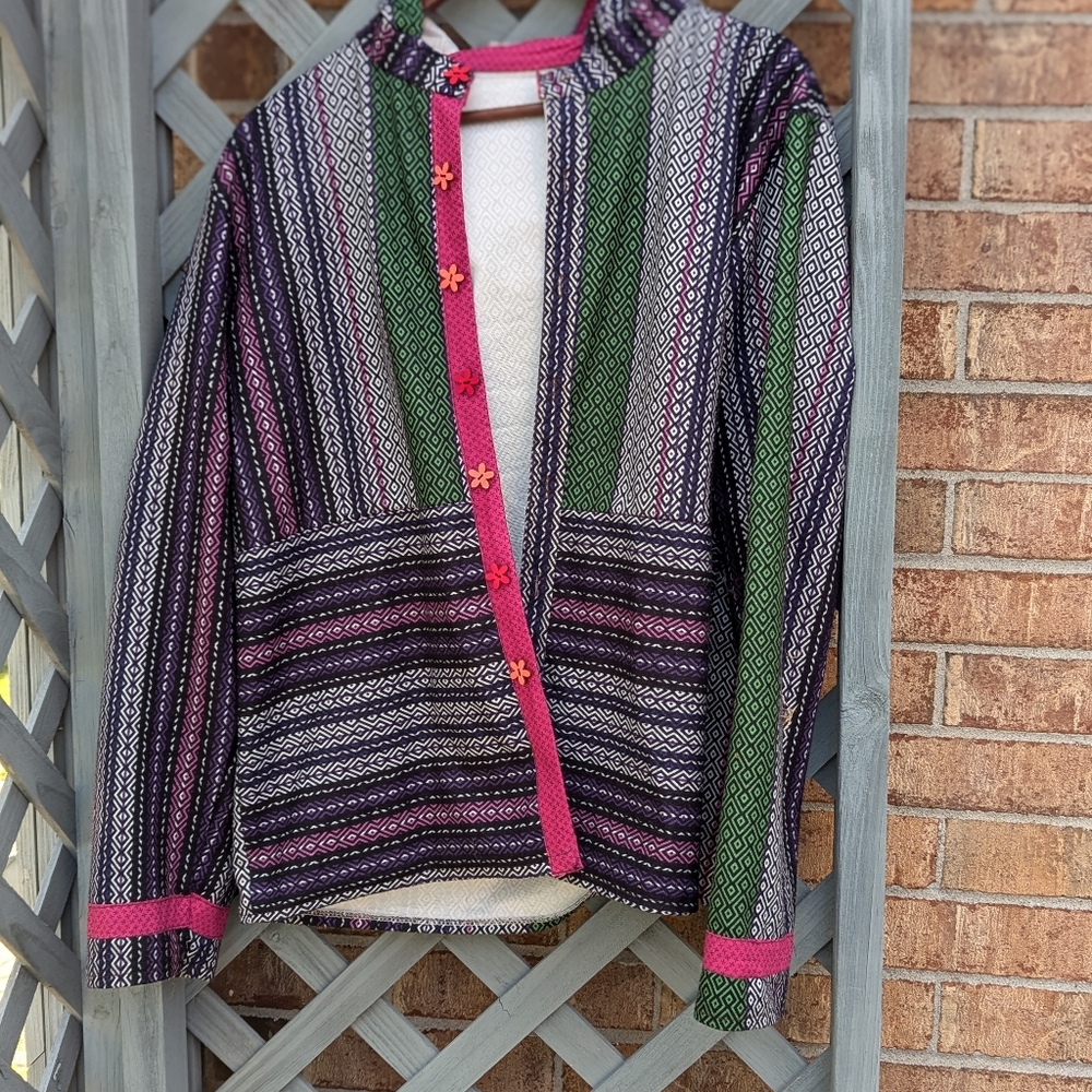 Baja boho multi print light jacket with hood